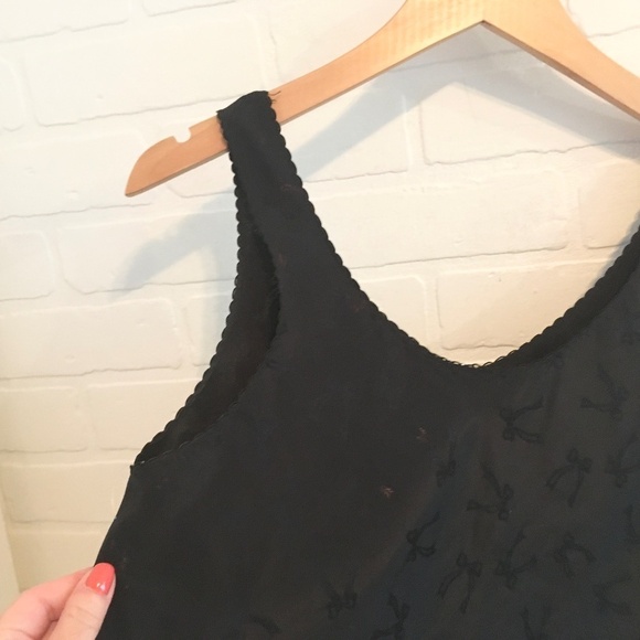 Vintage Cami Satin Black Bow print Iridescent Dark romantic S - Picture 7 of 11